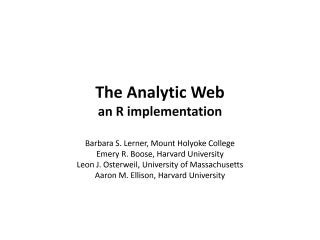 Aaron Ellison: Analytic Web