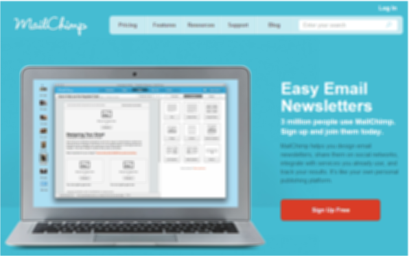 Mailchimp's CTA clearly pops out in the squint test