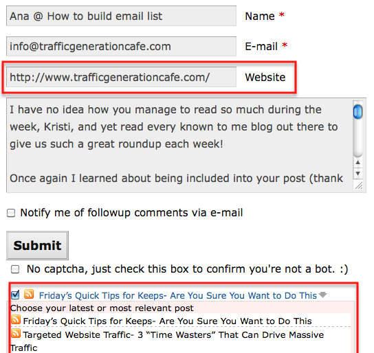 commentluv with home page url