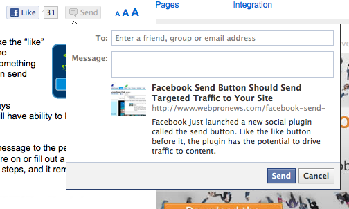 new facebook send button on webpronews