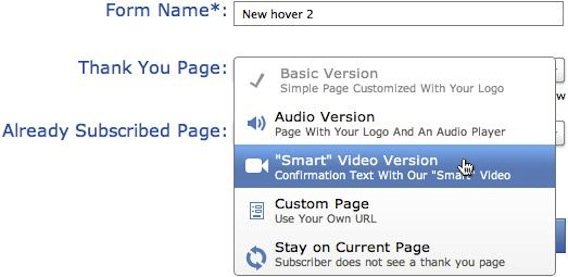 aweber thank you page