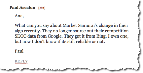 market samurai changes