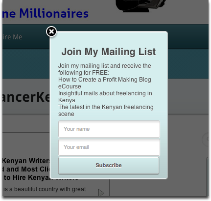 popup optin form works well