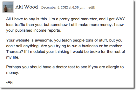 comment about making money