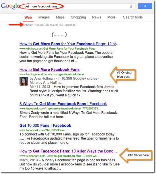 search ranking get fb fans