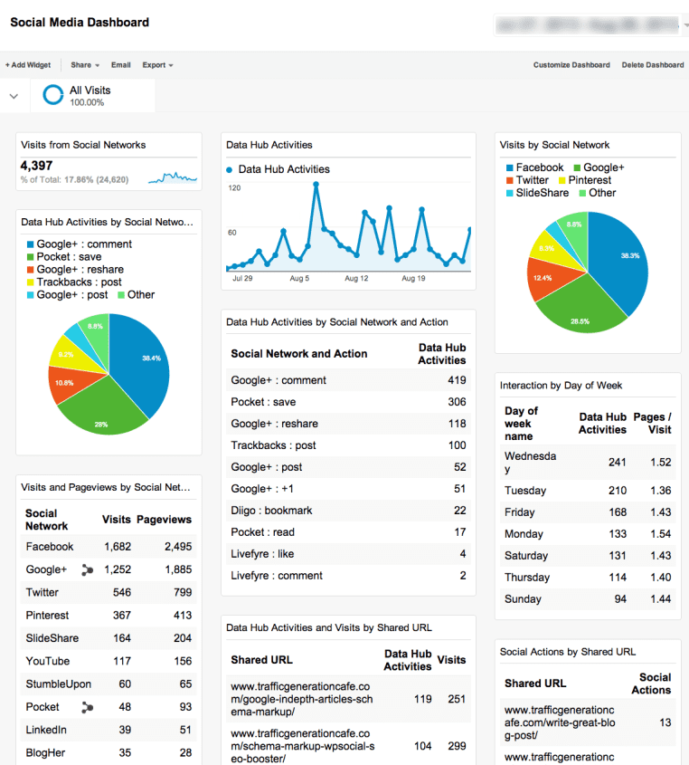 What Social Media Google Analytics Dashboard looks like