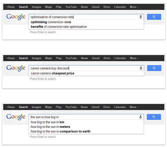 google full sentence search suggestions