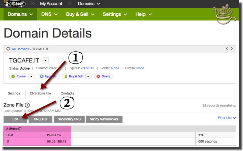 vanity domain details with godaddy