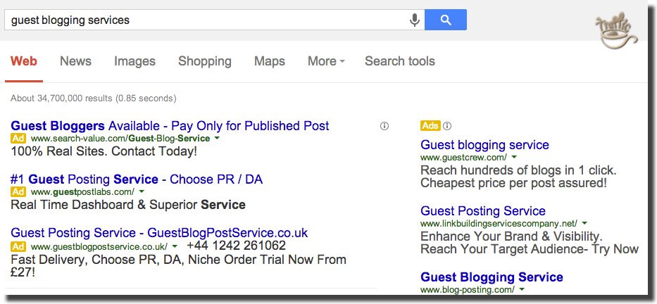 google still accepts guest blogging services ads