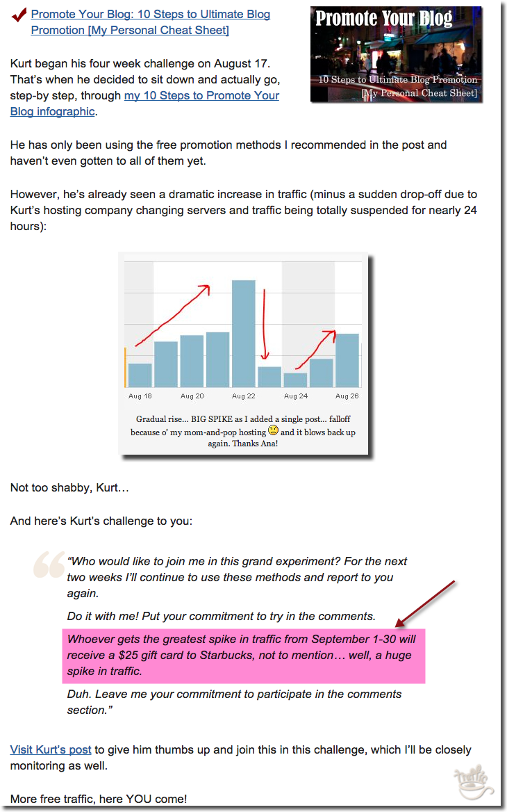 kurt frankenburg's promotion post at Traffic Generation Café