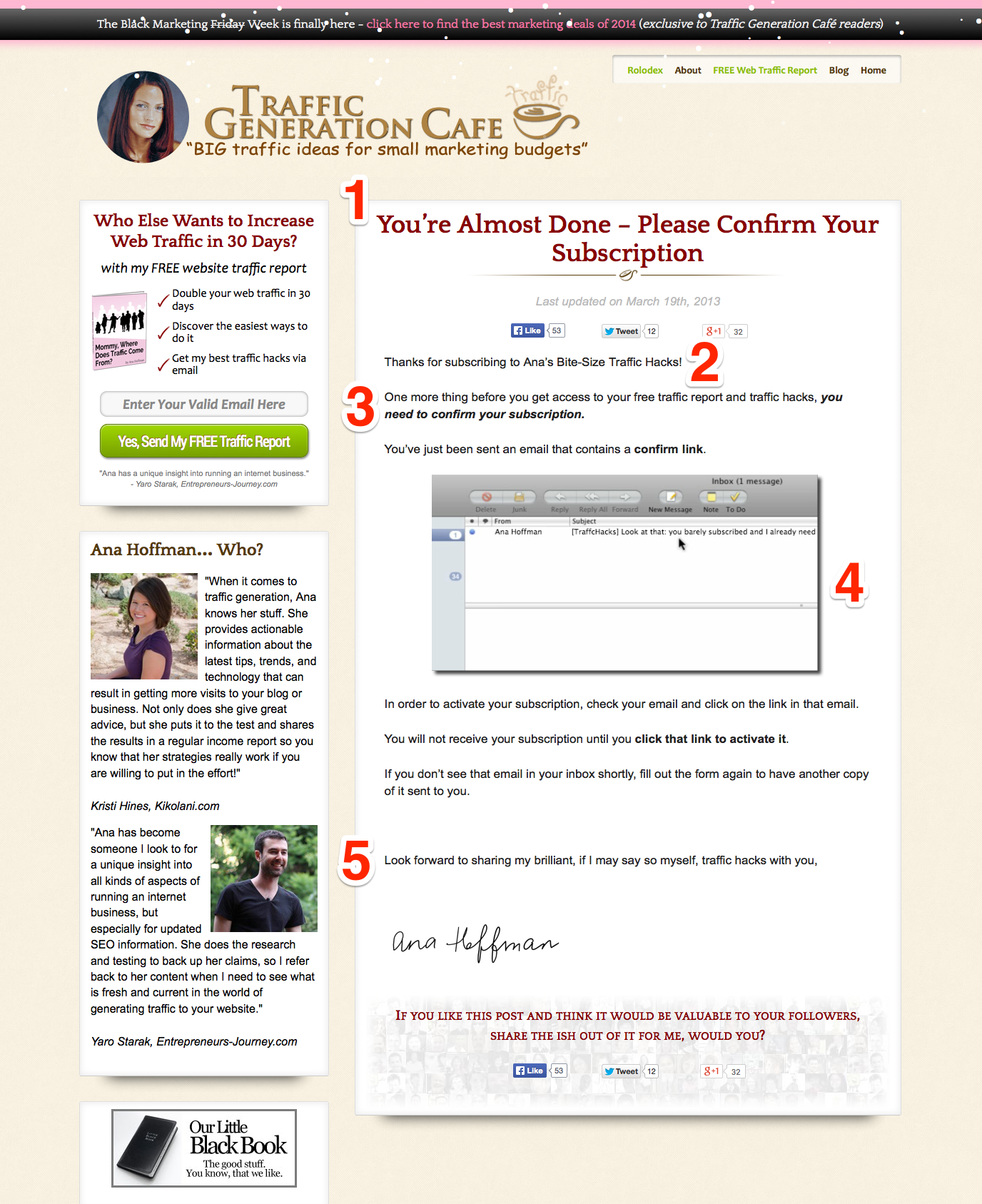 Important part in list building funnel: email confirmation page
