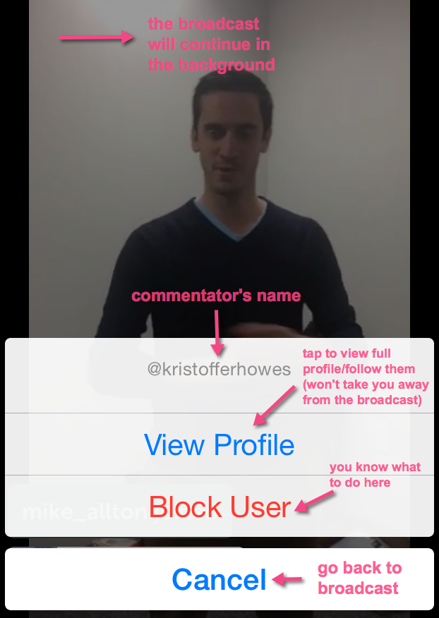 How to follow or block someone on Periscope