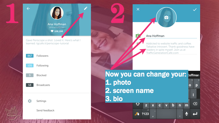Periscope on Android Tutorial: how to change profile info
