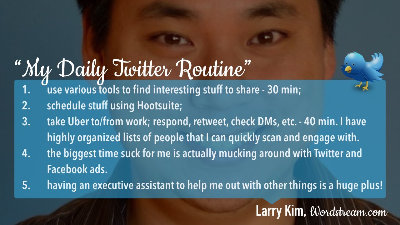 Twitter daily management routine Larry Kim