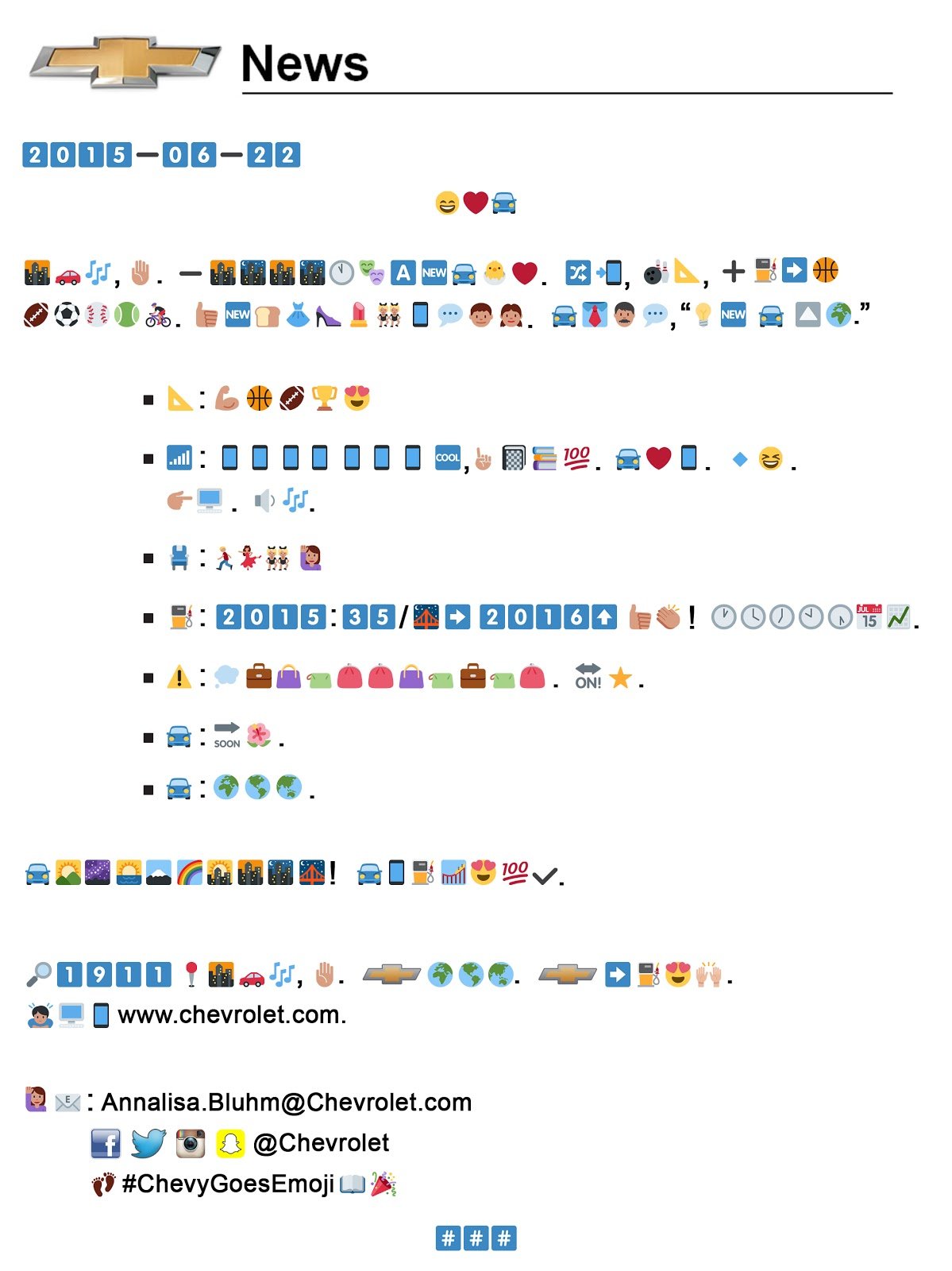 How to use emoji: Chevrolet Emoji Release