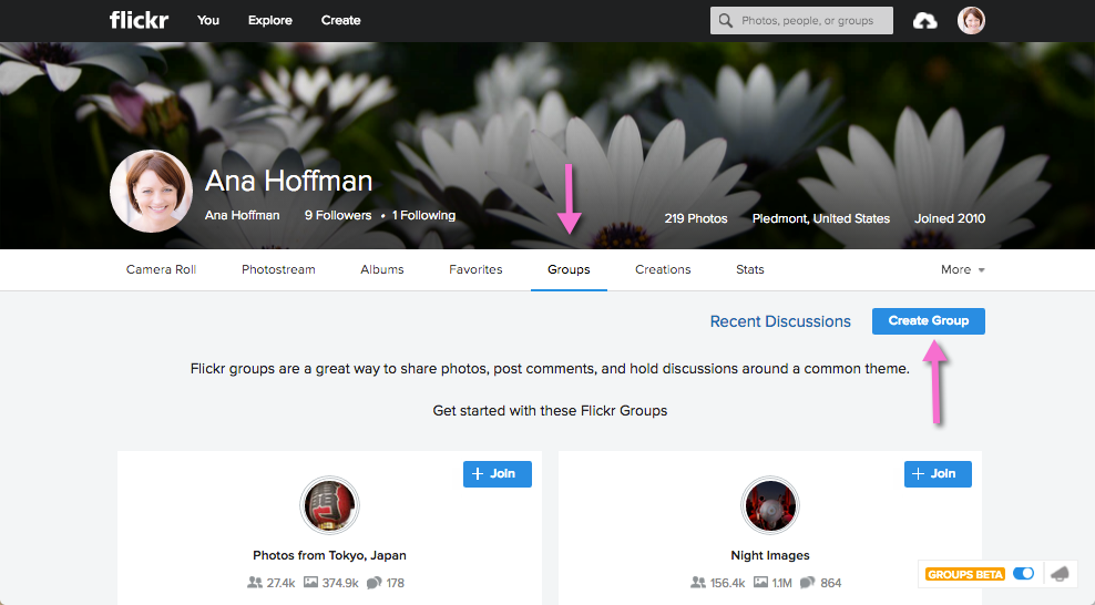 Where to find Flickr groups