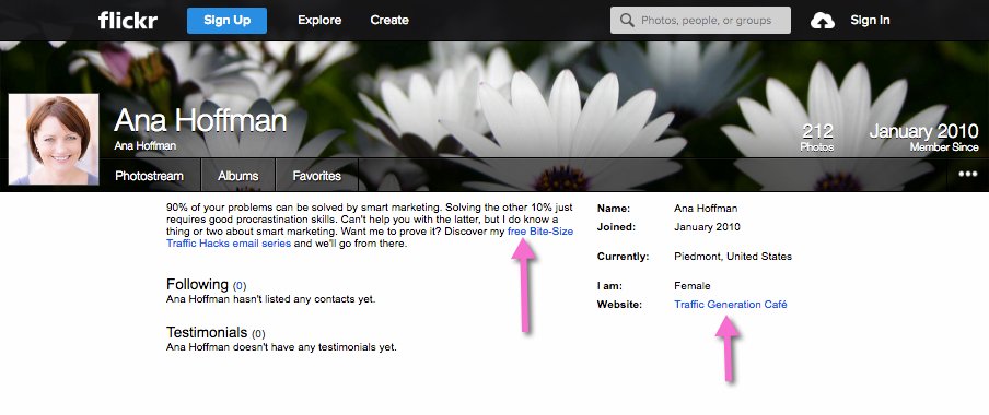 How to add a link to your Flickr profile