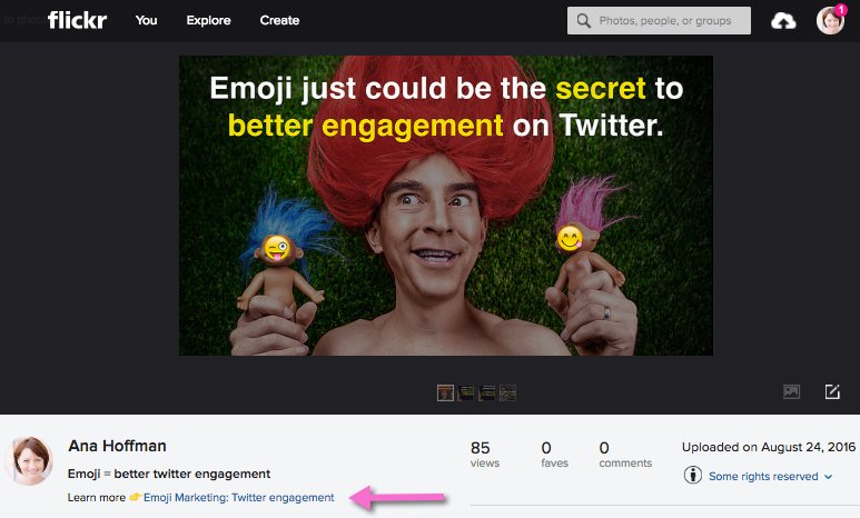 How to add a link to photo description on Flickr