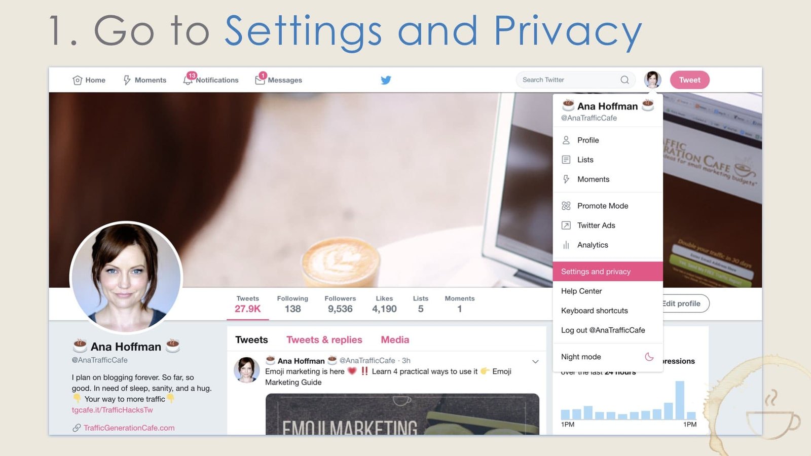 How to find Twitter settings.