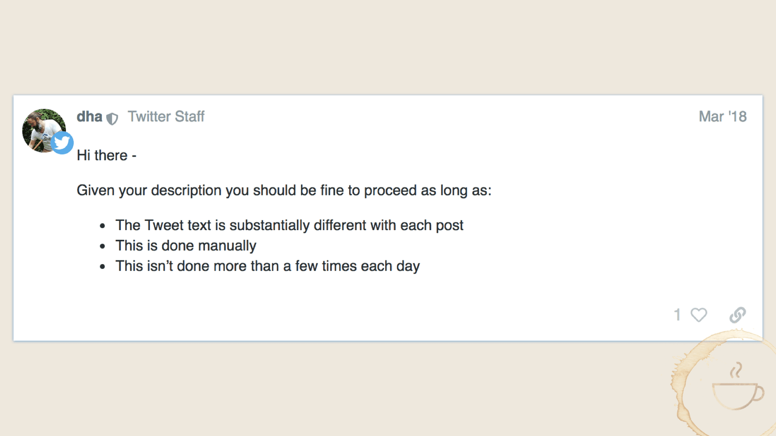 Twitter responds to Will tweeting links to my new blog posts get my Twitter account suspended? 